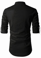 Men's Cotton Fabric Zip Closer Black Kurta