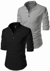 Men's Cotton Blend Fabric Full Sleeve Kurta - Pack of 2