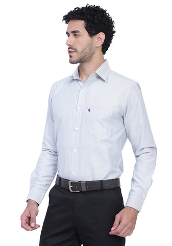 Men's Cotton Blend Fabric Full Sleeve Light Grey Strip Shirt