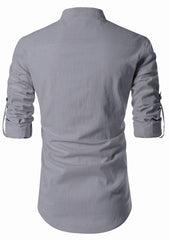 Men's Cotton Fabric Zip Closer Grey Kurta