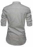 Men's Cotton Fabric Roll Up Sleeve Grey Kurta