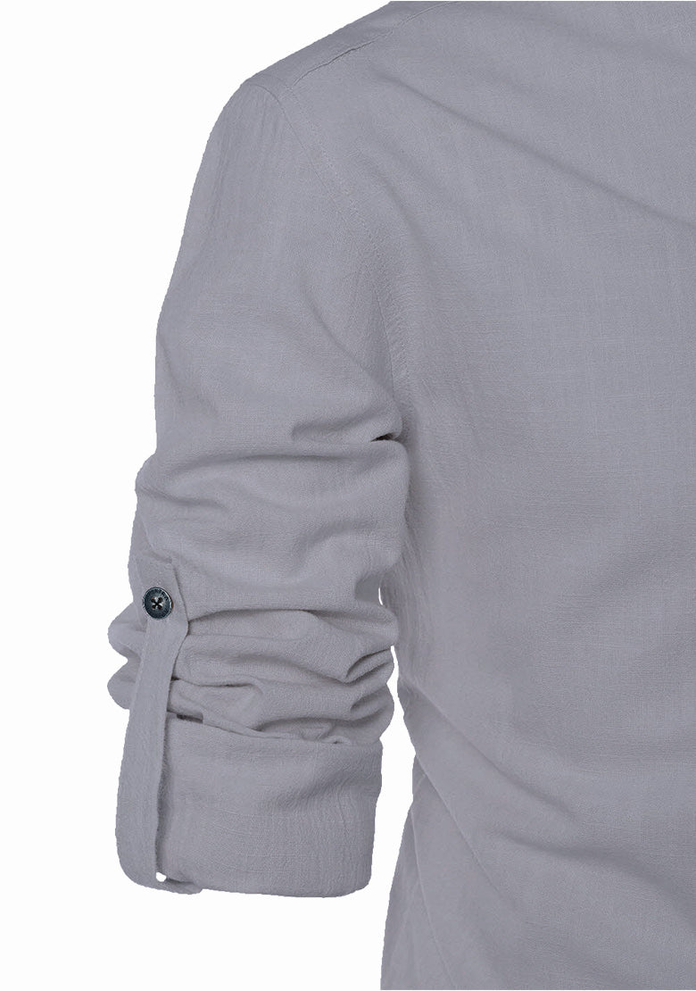 Men's Cotton Fabric Zip Closer Grey Kurta