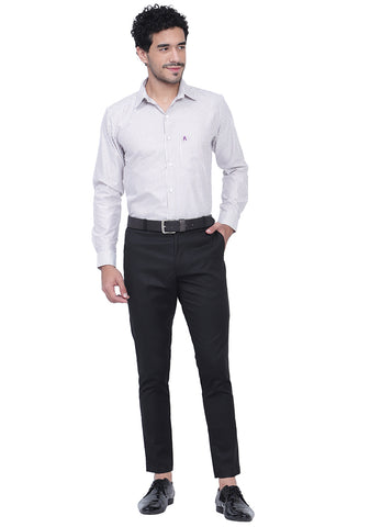 Men's Cotton Blend Fabric Full Sleeve Light Brown Strip Shirt