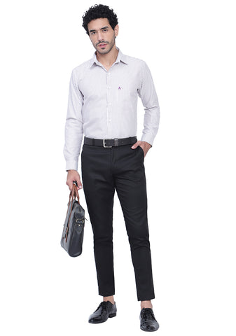 Men's Cotton Blend Fabric Full Sleeve Light Brown Strip Shirt