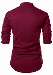 Men's Cotton Fabric Contrast Design Maroon Kurta