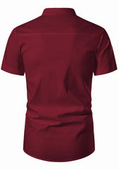 Men's Cotton Fabric Half Sleeve Maroon Kurta