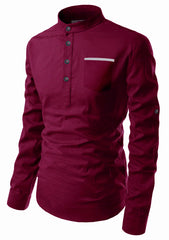 Men's Cotton Fabric Contrast Design Maroon Kurta