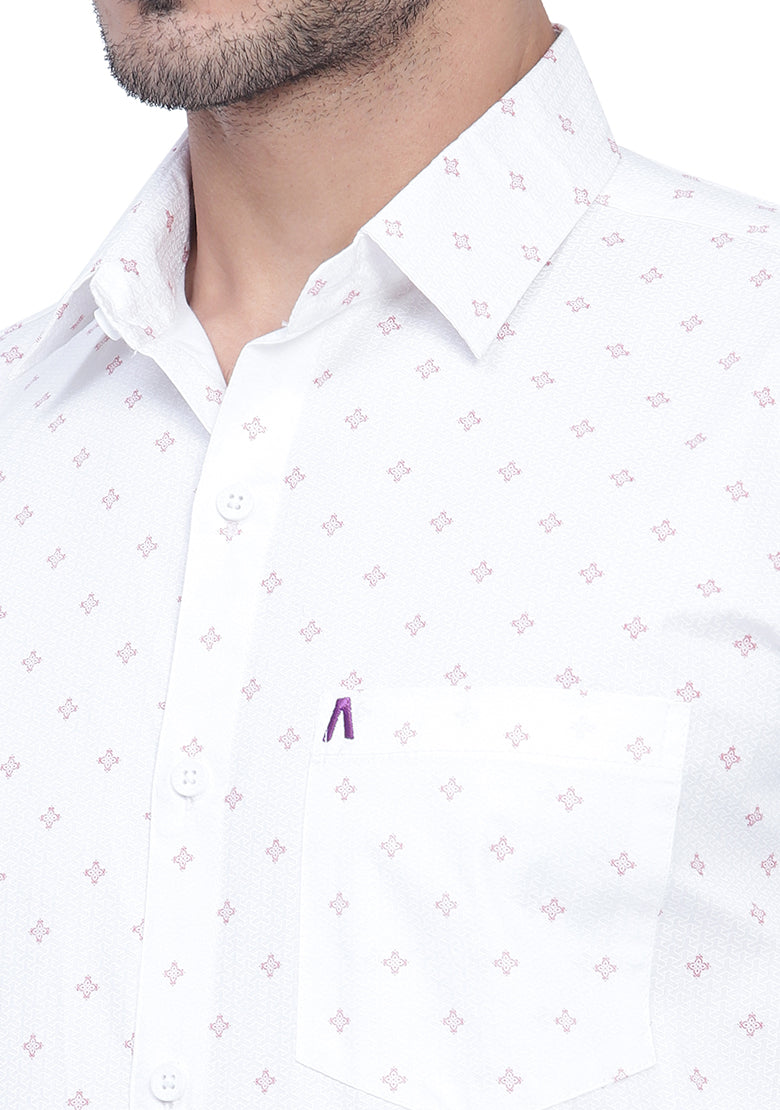 Men's Cotton Fabric Full Sleeve Maroon Print Shirt