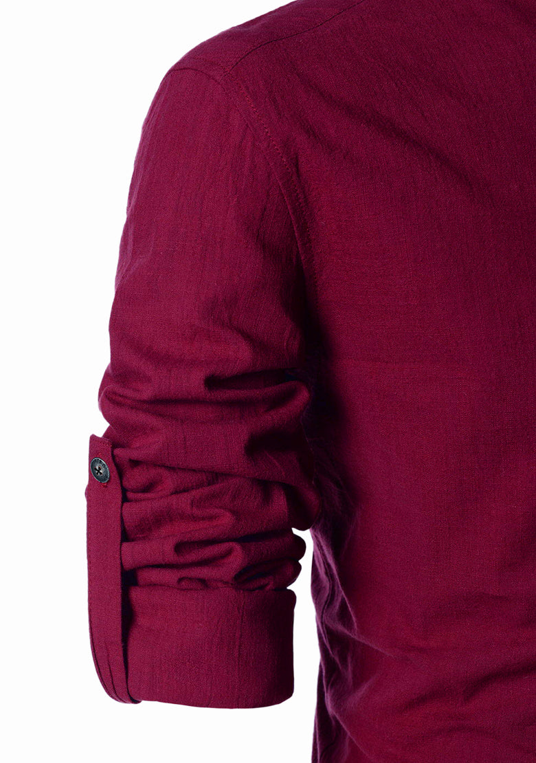 Men's Cotton Fabric Zip Closer Maroon Kurta