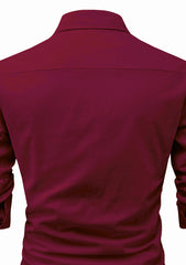 Men's Cotton Fabric Roll Up Sleeve Spread Collar Maroon Kurta