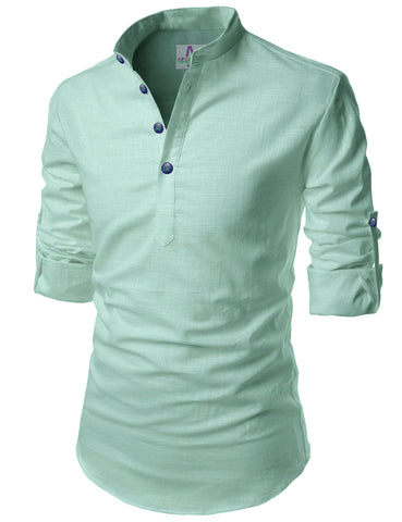 Men's Cotton Blend Fabric Full Sleeve Multi Color Combo Kurta - Pack of 2