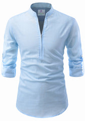 Men's Cotton Fabric Zip Closer Sky Blue Kurta