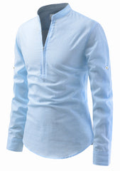 Men's Cotton Fabric Zip Closer Sky Blue Kurta