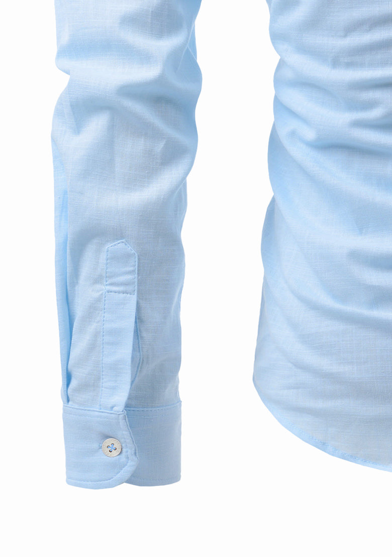 Men's Cotton Fabric Roll Up Sleeve Sky Blue Kurta