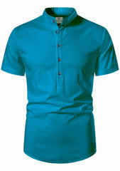 Men's Cotton Fabric Half Sleeve Turquoise Kurta