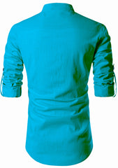 Men's Cotton Fabric Zip Closer Turquoise Kurta