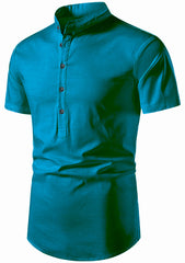 Men's Cotton Fabric Half Sleeve Turquoise Kurta