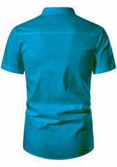 Men's Cotton Fabric Half Sleeve Turquoise Kurta