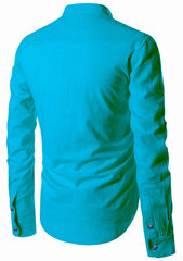 Men's Cotton Fabric Zip Closer Turquoise Kurta