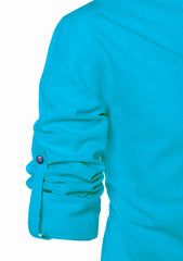 Men's Cotton Fabric Zip Closer Turquoise Kurta