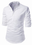 Men's Cotton Fabric Roll Up Sleeve White Kurta