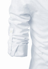 Men's Cotton Fabric Roll Up Sleeve White Kurta