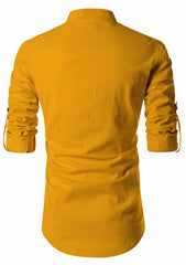 Men's Cotton Fabric Zip Closer Yellow Kurta