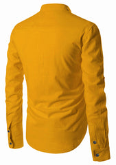 Men's Cotton Fabric Zip Closer Yellow Kurta