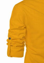 Men's Cotton Fabric Zip Closer Yellow Kurta