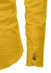 Men's Cotton Fabric Contrast Design Yellow Kurta