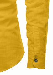 Men's Cotton Fabric Roll Up Sleeve Yellow Kurta